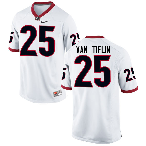 Men Georgia Bulldogs #25 Steven Van Tiflin College Football Jerseys-White - Click Image to Close